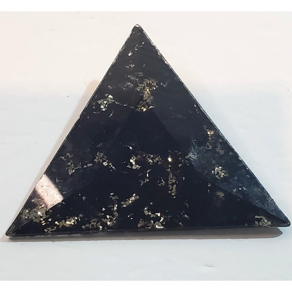 Vintage Dina Varano Art Deco Modernist Glass Prism Reverse Painted Brooch Pin